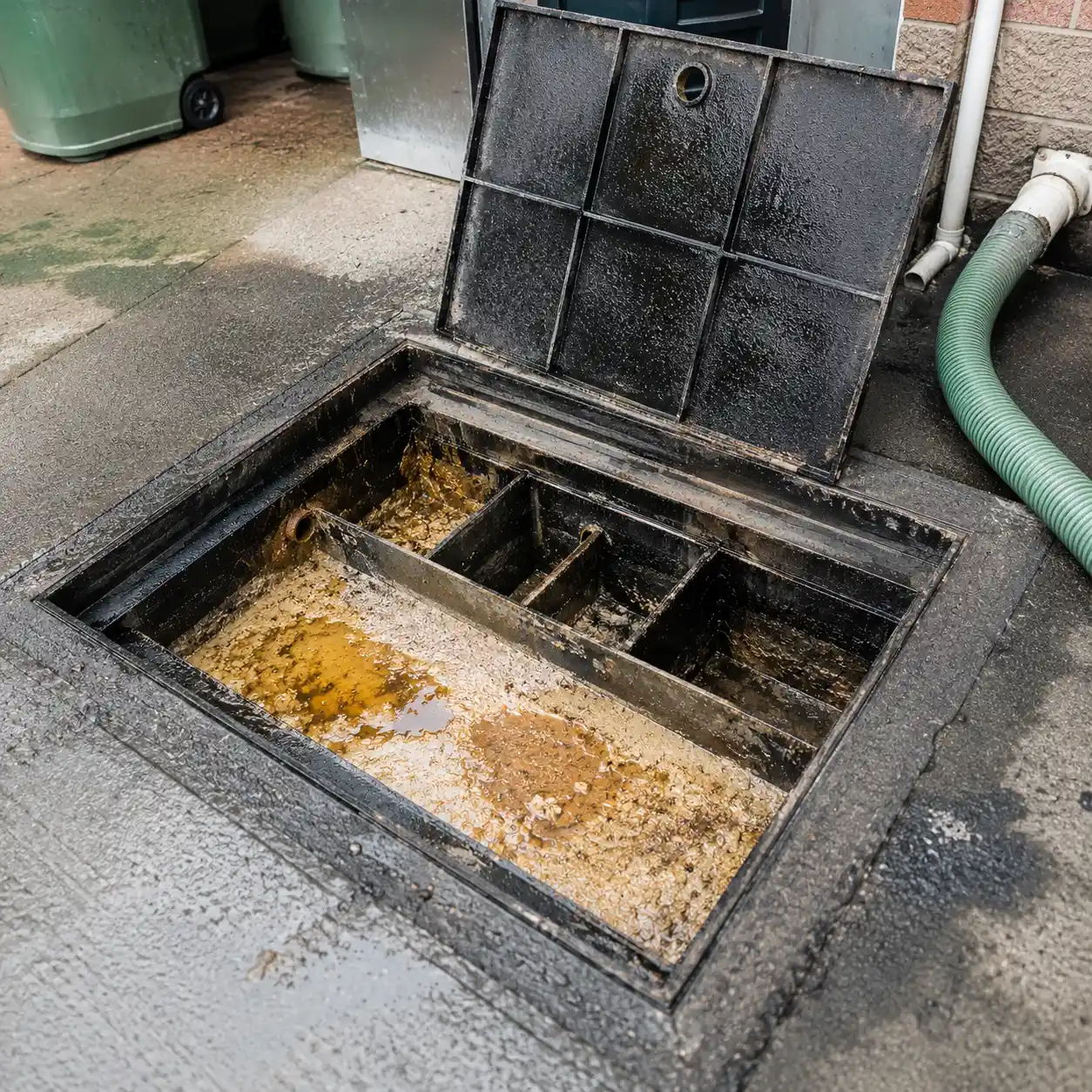 Grease interceptor maintenance for a commercial kitchen