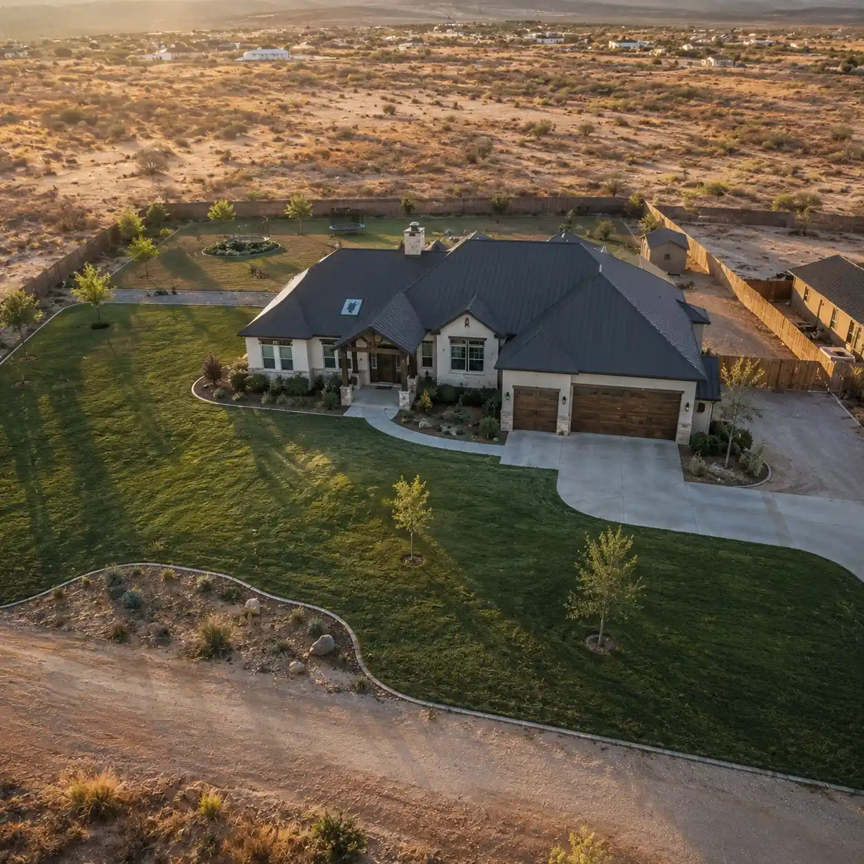 Aerial view of an Odessa-area property with a hidden septic system