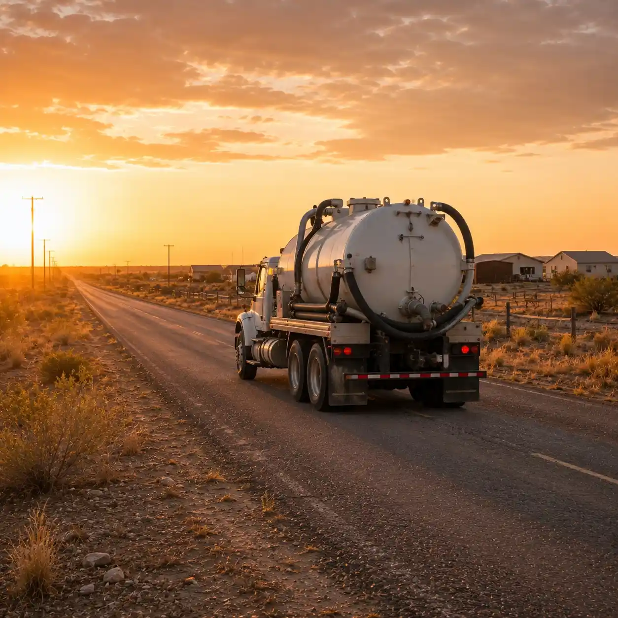 Odessa Septic Services truck on a county road